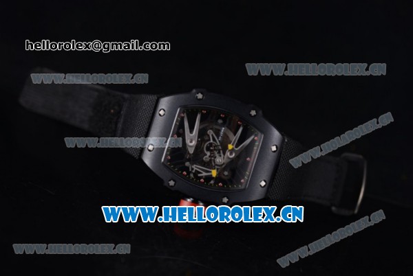 Richard Mille RM027-2 Miyota 9015 Automatic PVD Case with Skeleton Dial Dot Markers and Black Nylon Strap - Click Image to Close